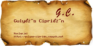 Gulyás Ciprián névjegykártya